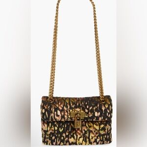 Kurt Geiger Gold Velvet Leopard Print Bag 🐆 with Convertible Double Chain